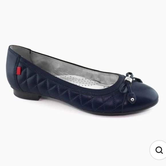 Marc Joseph Navy Blue Leather Quilted Pearl Ballet Flats | 9.5 - Picture 1 of 11